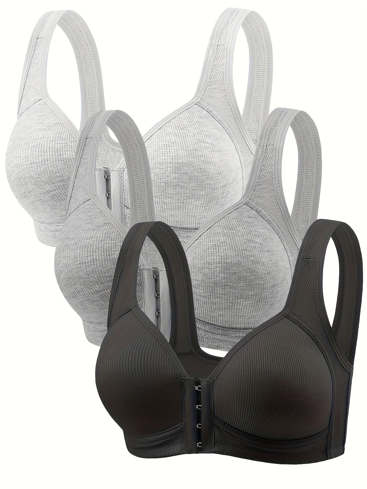 3 pack a womens bra without underwire front closure design