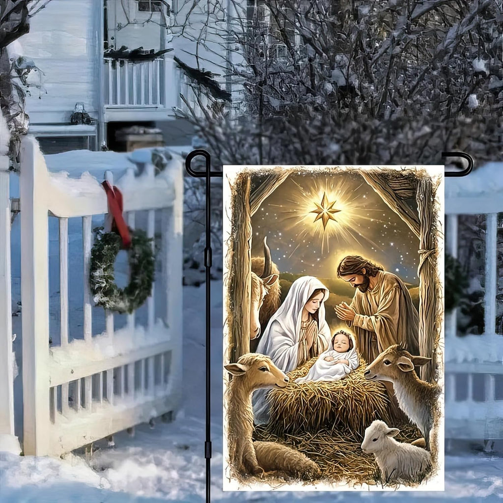 12 x18 double sided christmas nativity scene garden flags