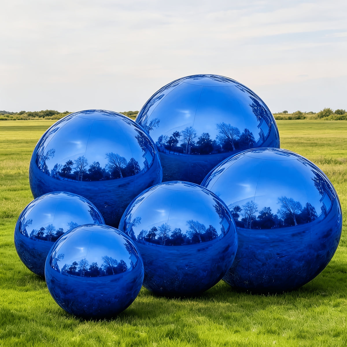 5pcs blue inflatable mirror ball set 2pcs 10 inch 2pcs 15