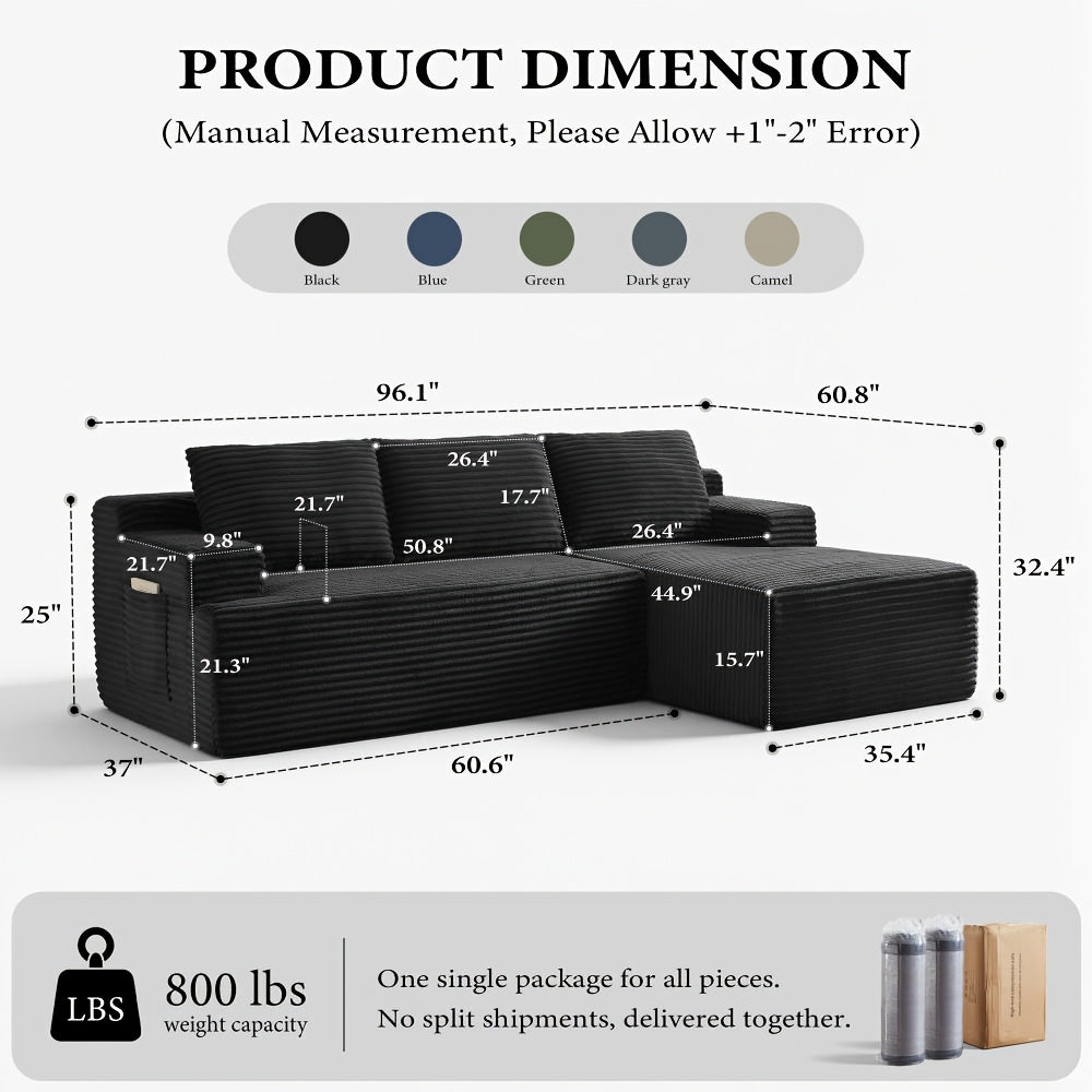l shaped cloud sofa 3 seater corduroy sectional couch