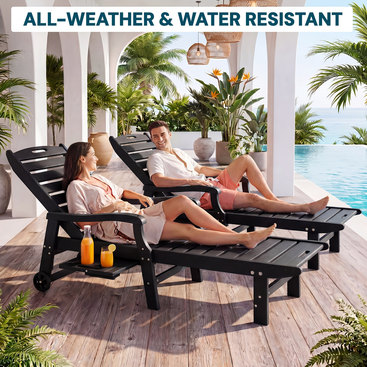hdpe outdoor lounge chaise weather patio lounge chair 5