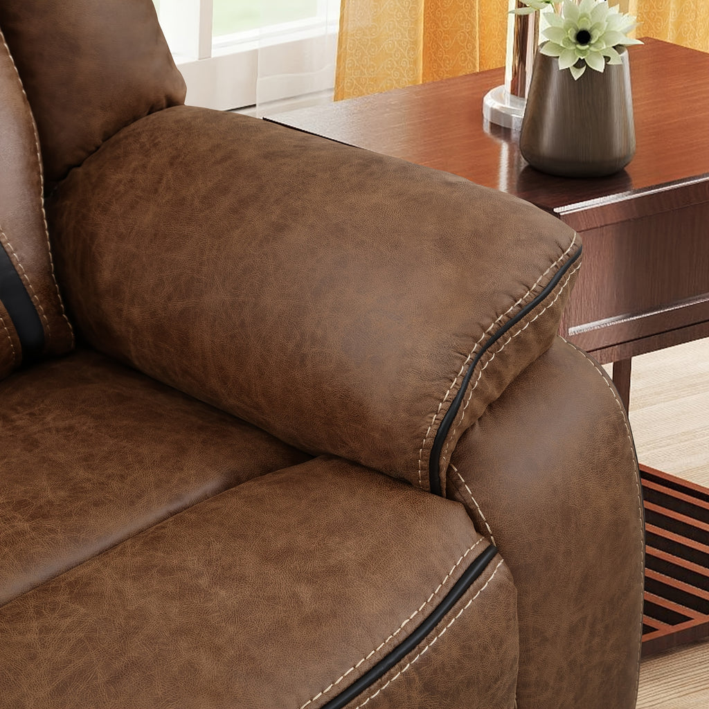 faux leather manual recliner set 3 seat sofa loveseat