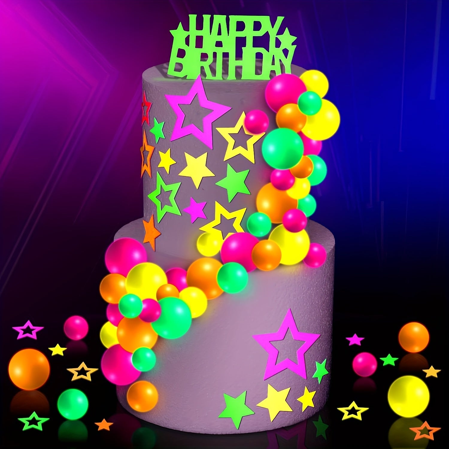 decorating set stars balloons happy birthday paper