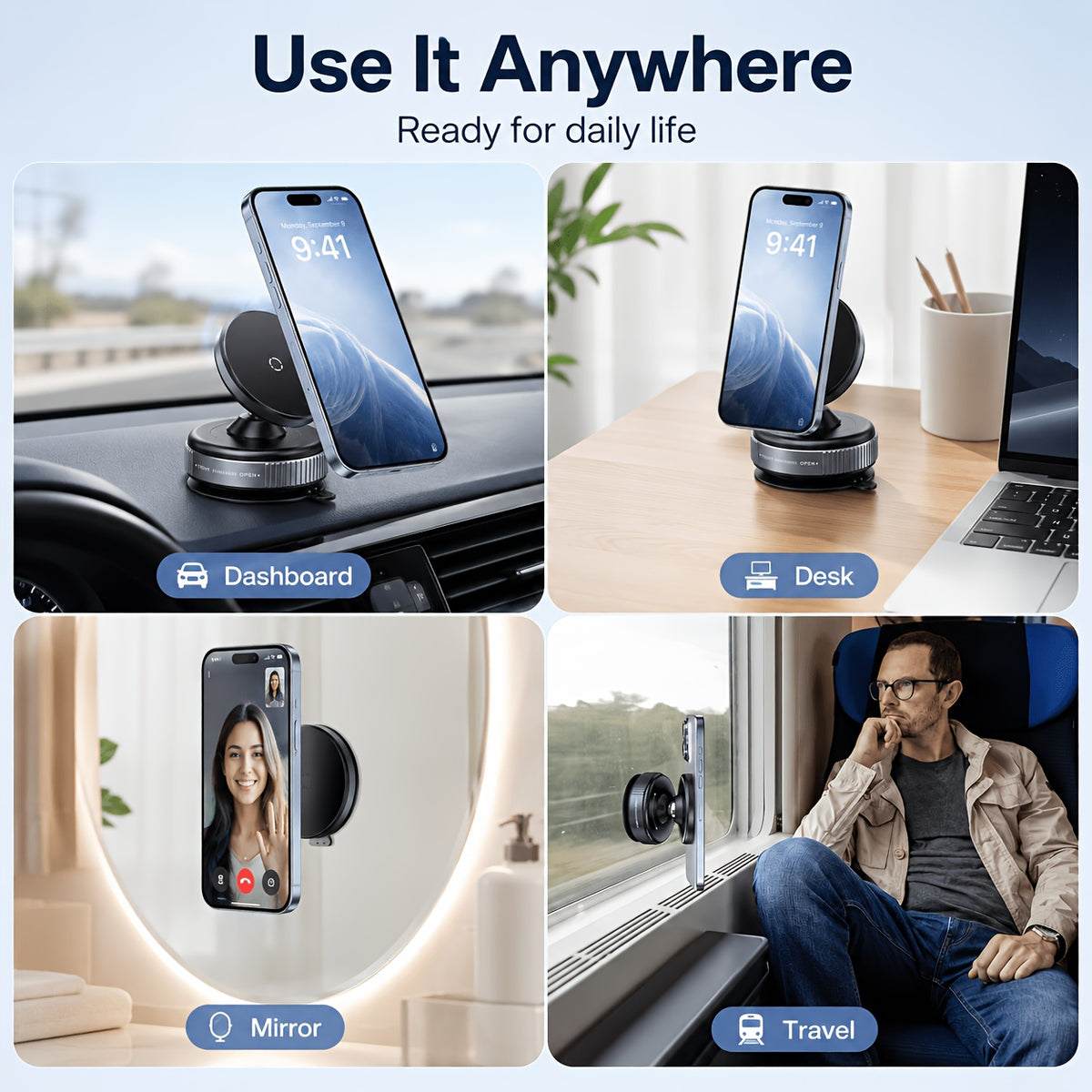 2 in 1high adjustable foldable magnetic phone mount 360
