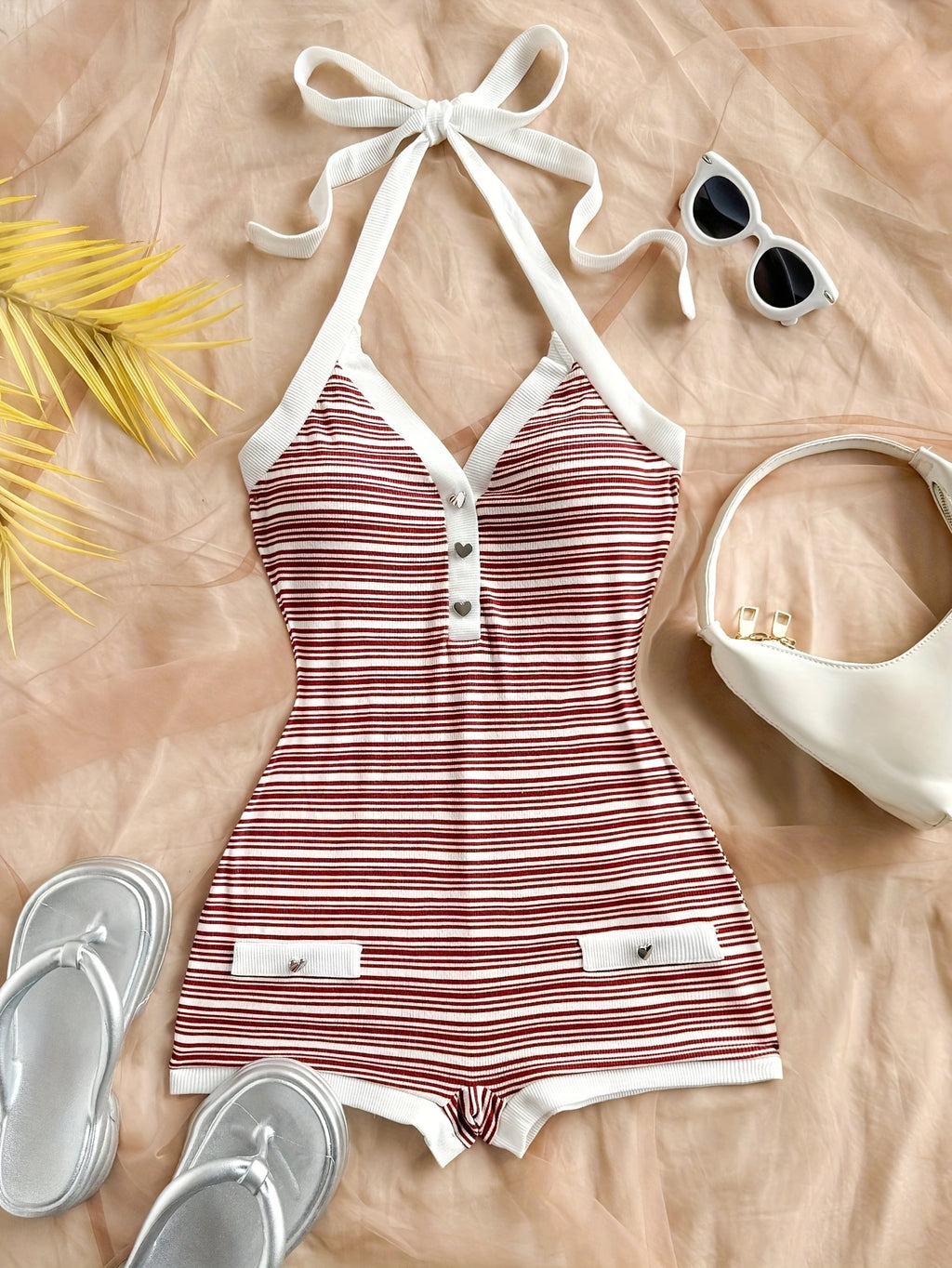 vintage red white striped contrast