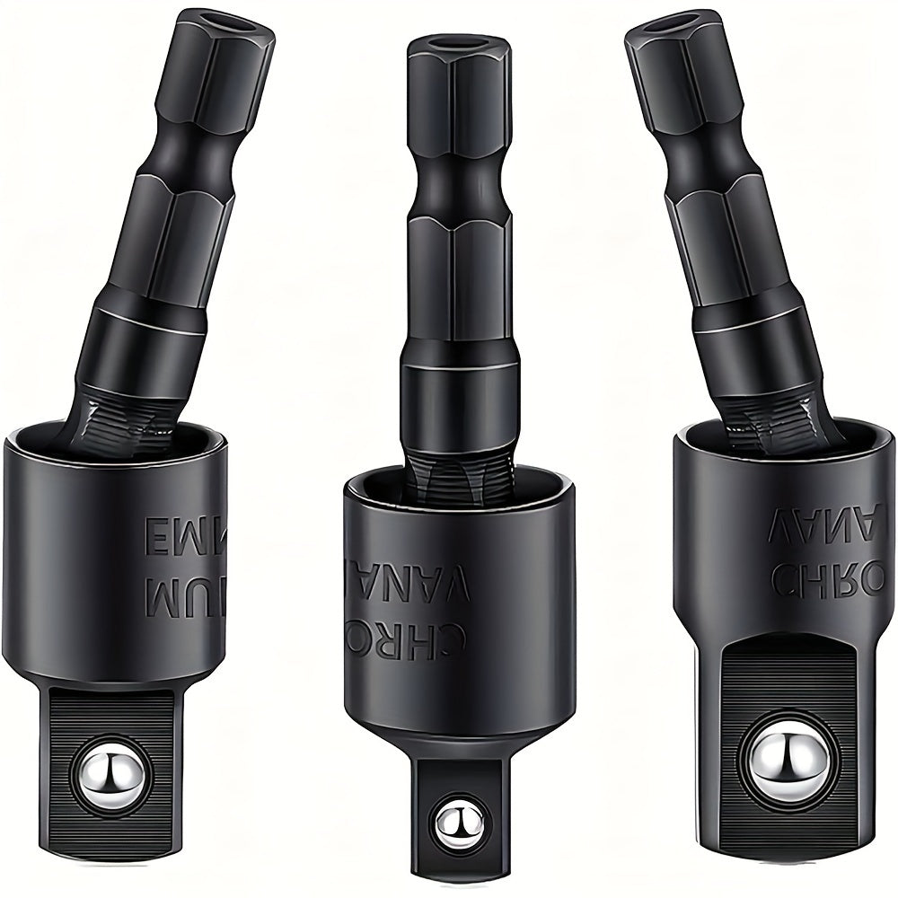 3pcs power drill sockets adapter set 360 rotatable hex shank