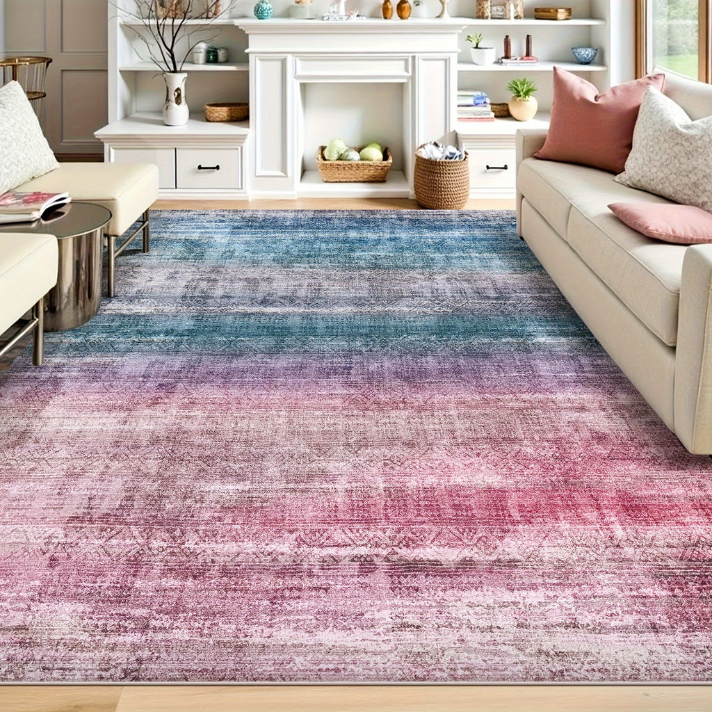 1pc washable area rug gradient teal   non slip