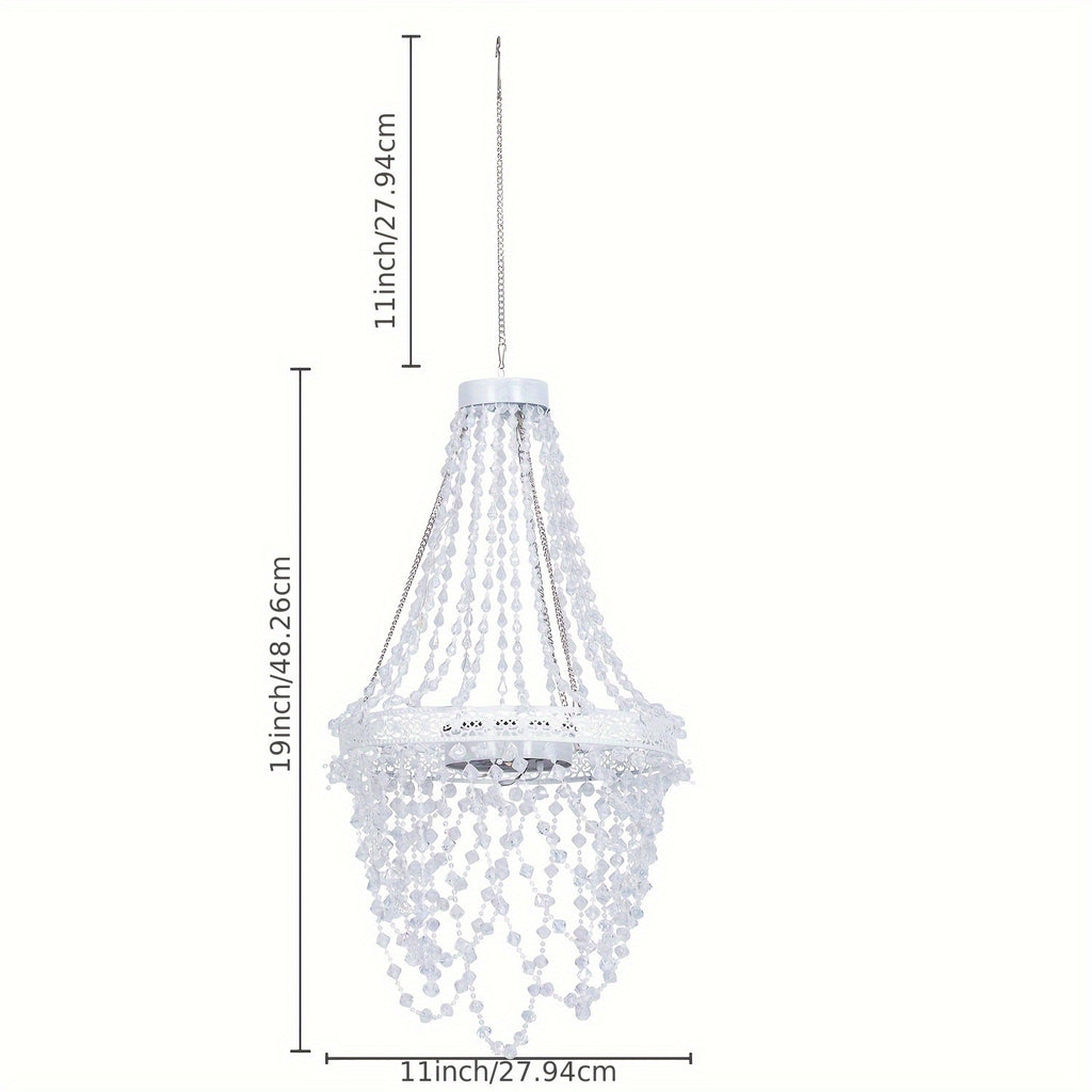 solar hanging crystal chandelier outdoor garden decorative