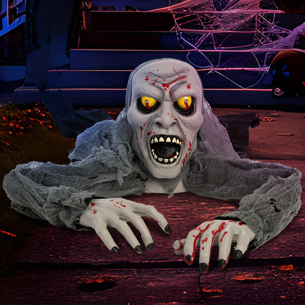 outdoor halloween decoration featuring   zombie