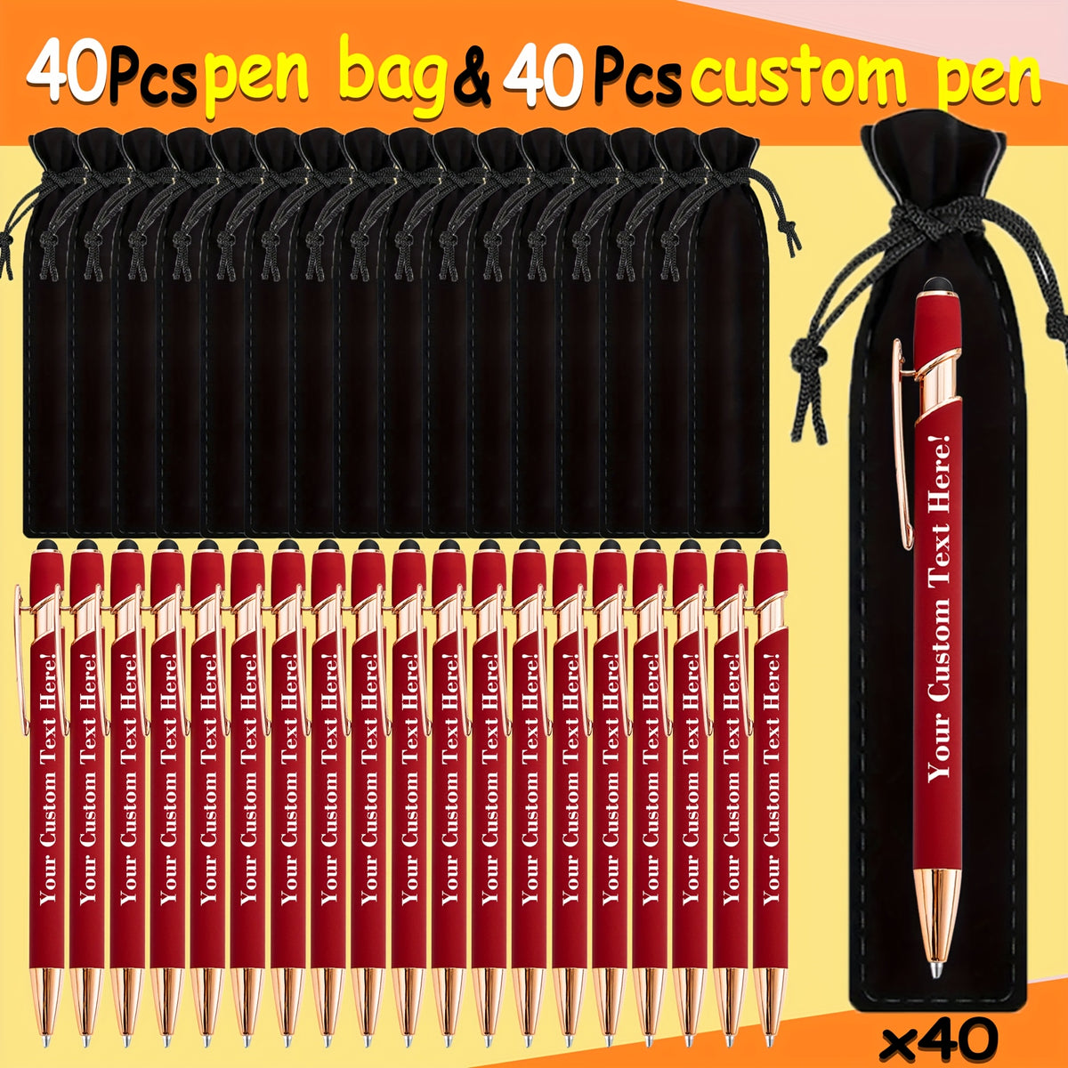 set 80 custom engraved ballpoint pens including a pen case