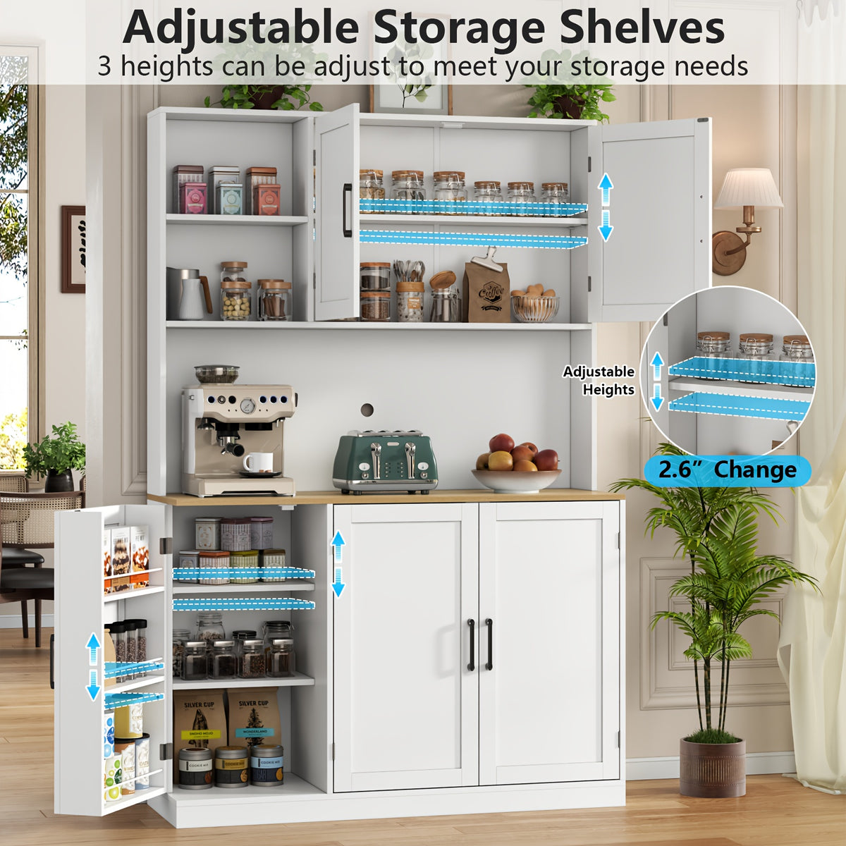 tall pantry storage cabinet 3 pull shelves modern kitchen