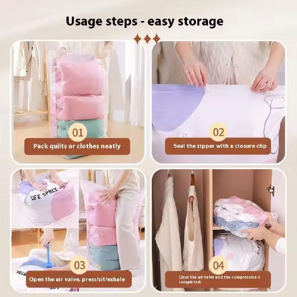 8pcs heavy duty vacuum storage bag no pump required