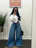 womens wide leg jeans high waisted flared denim pants baggy