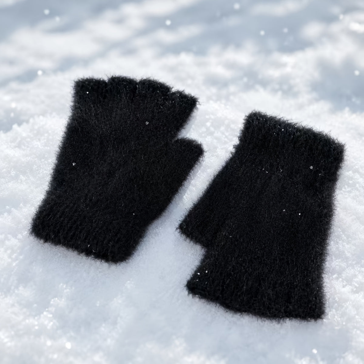 2pcs womens thermal fingerless gloves half finger warm