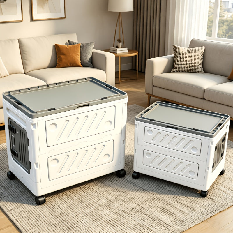 large capacity foldable wheeled storage box 4 wheels 23 6 19