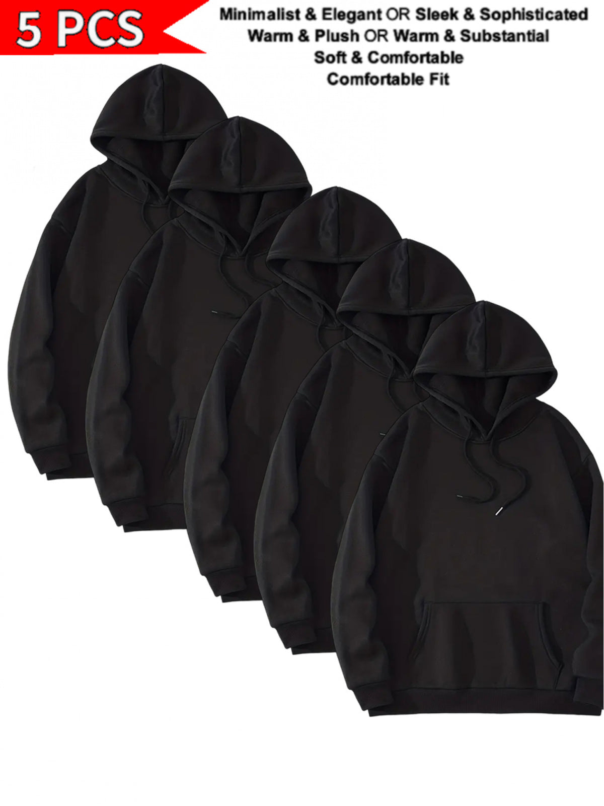 5pcs mens casual hooded sweatshirt set soft comfortable