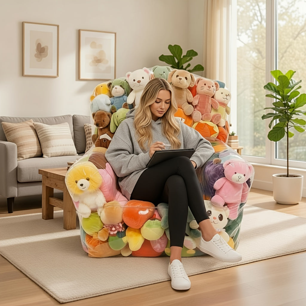 1pc large capacity transparent bean bag plush animal storage