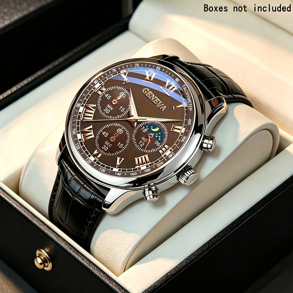 mens luxurious business faux leather round hand pointer