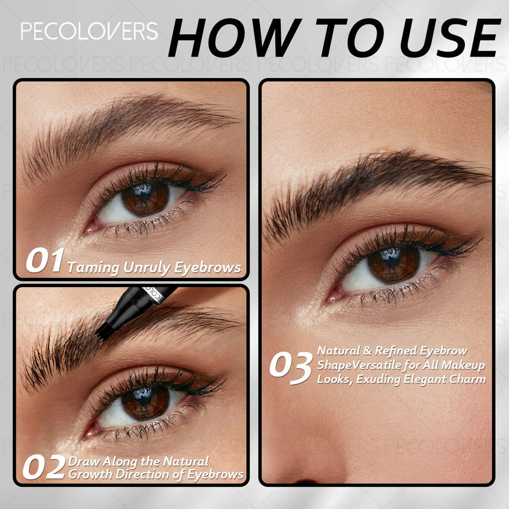1pc waterproof eyebrow pen 6 colors featuring a 4 fork tip