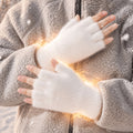2pcs womens thermal fingerless gloves half finger warm
