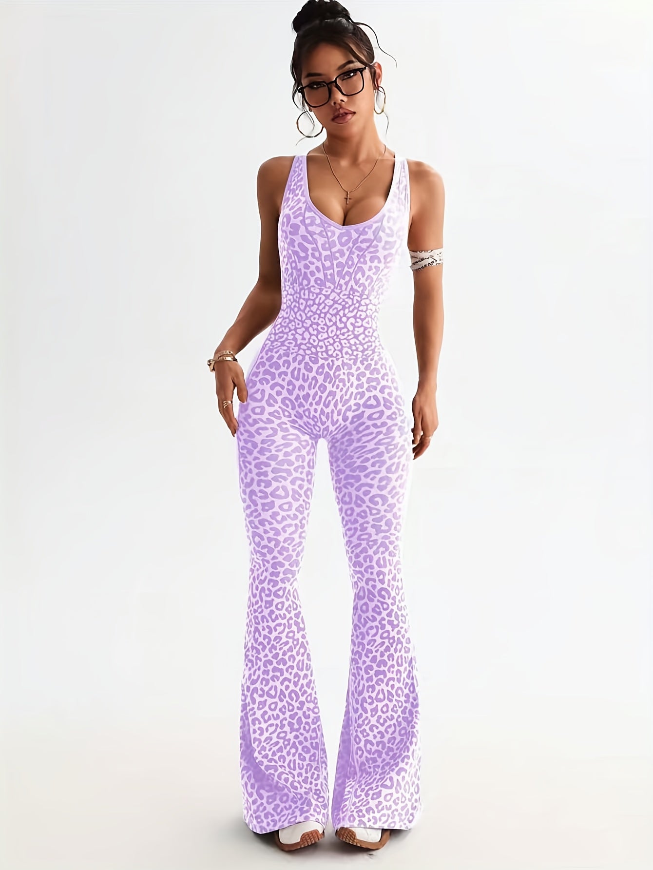 1pc seamless strappy tummy control   lifting leopard