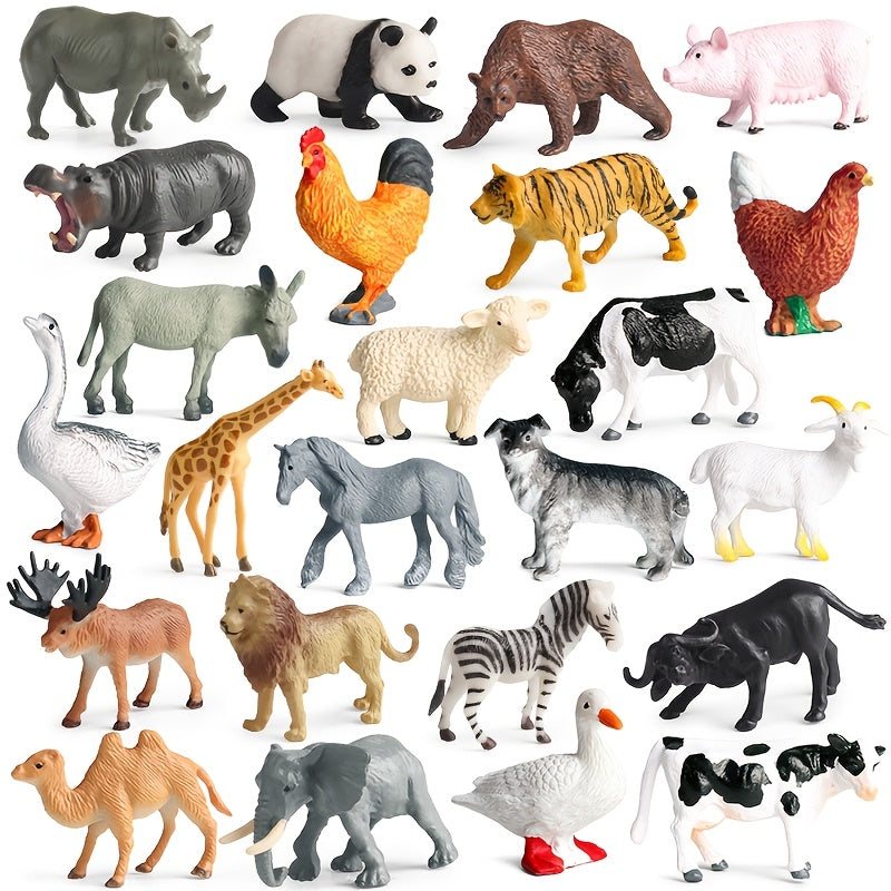 24pcs realistic animal figures set 12 wild animals 12 farm