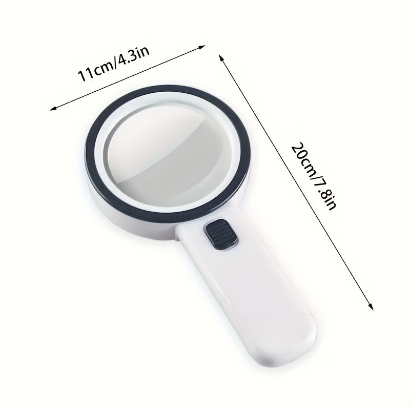 30  power handheld magnifying glass led light battery