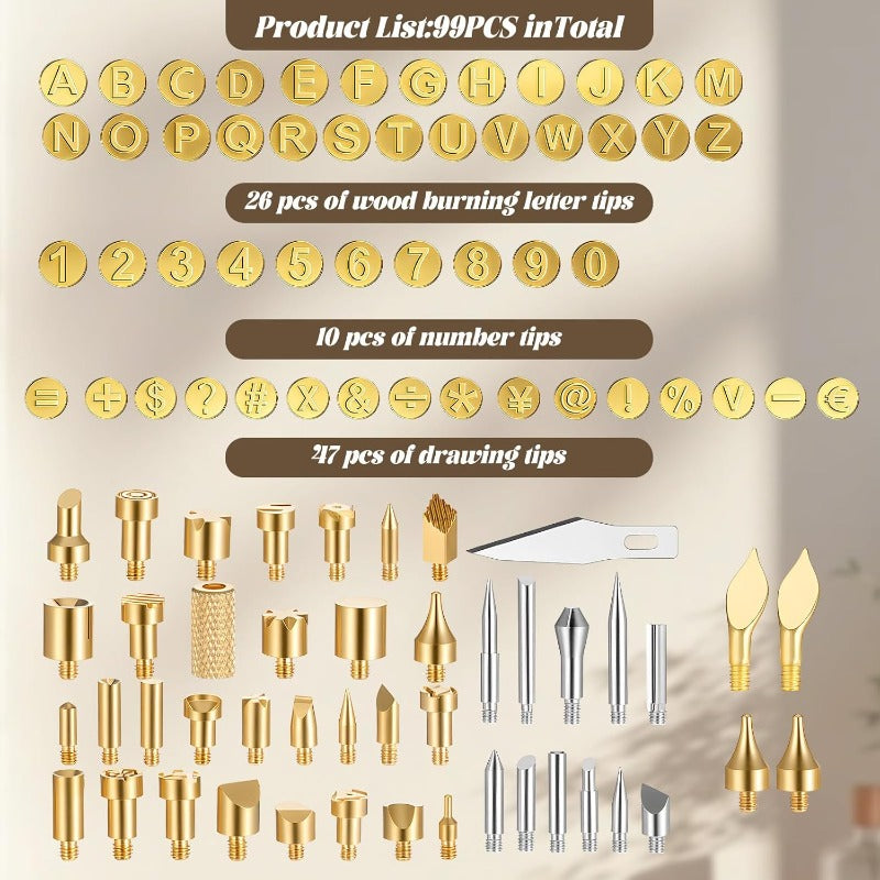 99pcs wood burning tips kit pyrography wood burning tip set