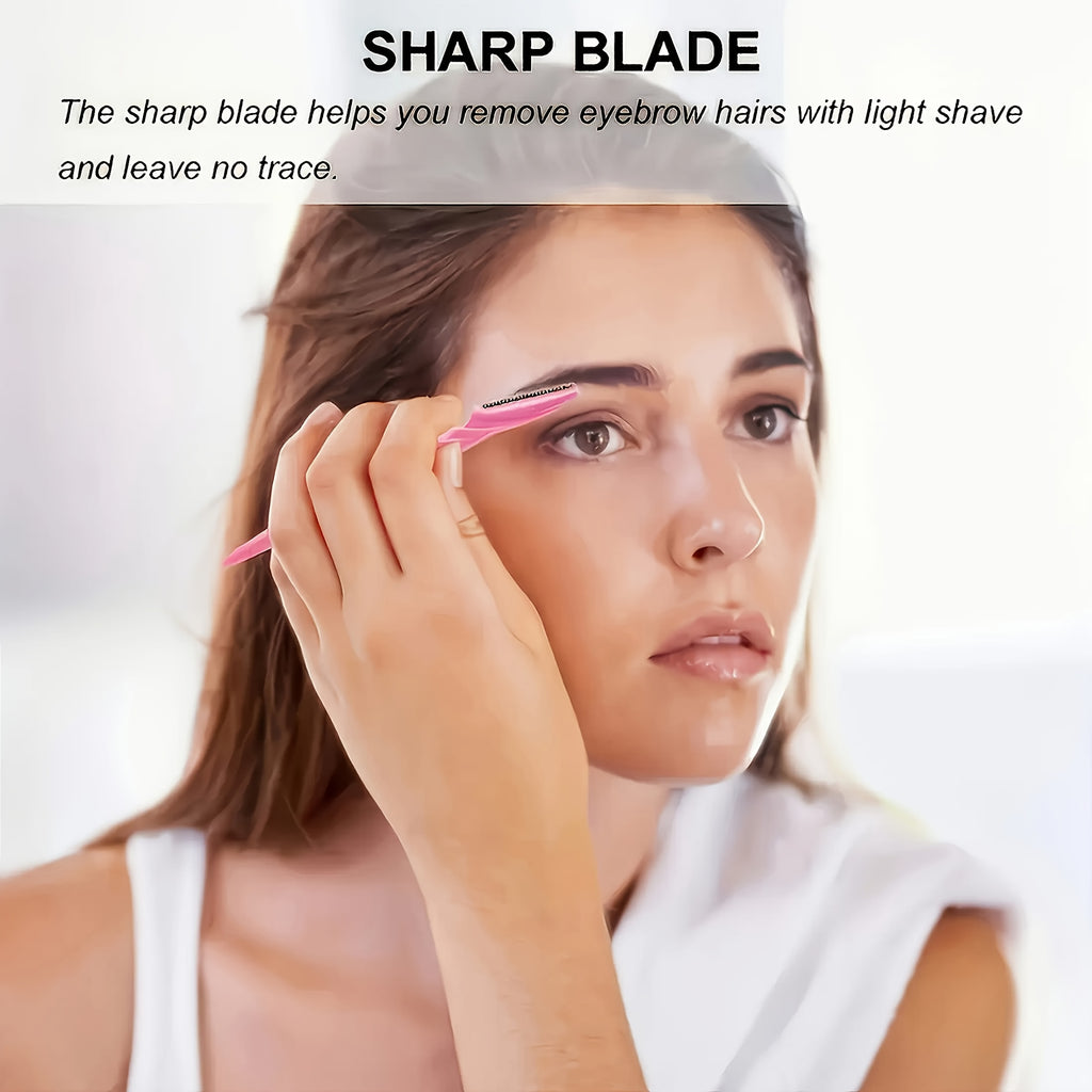 10pcs stainless steel eyebrow razors colors random multi