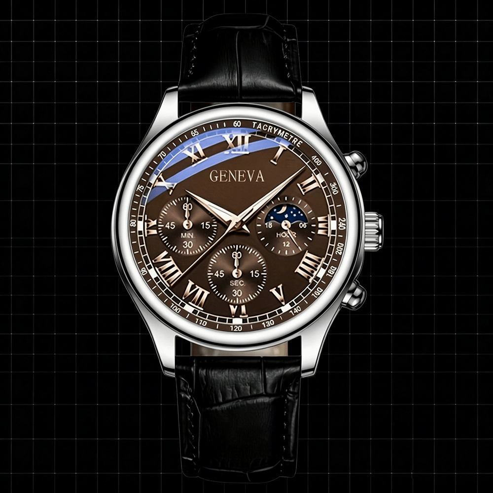 mens luxurious business faux leather round hand pointer