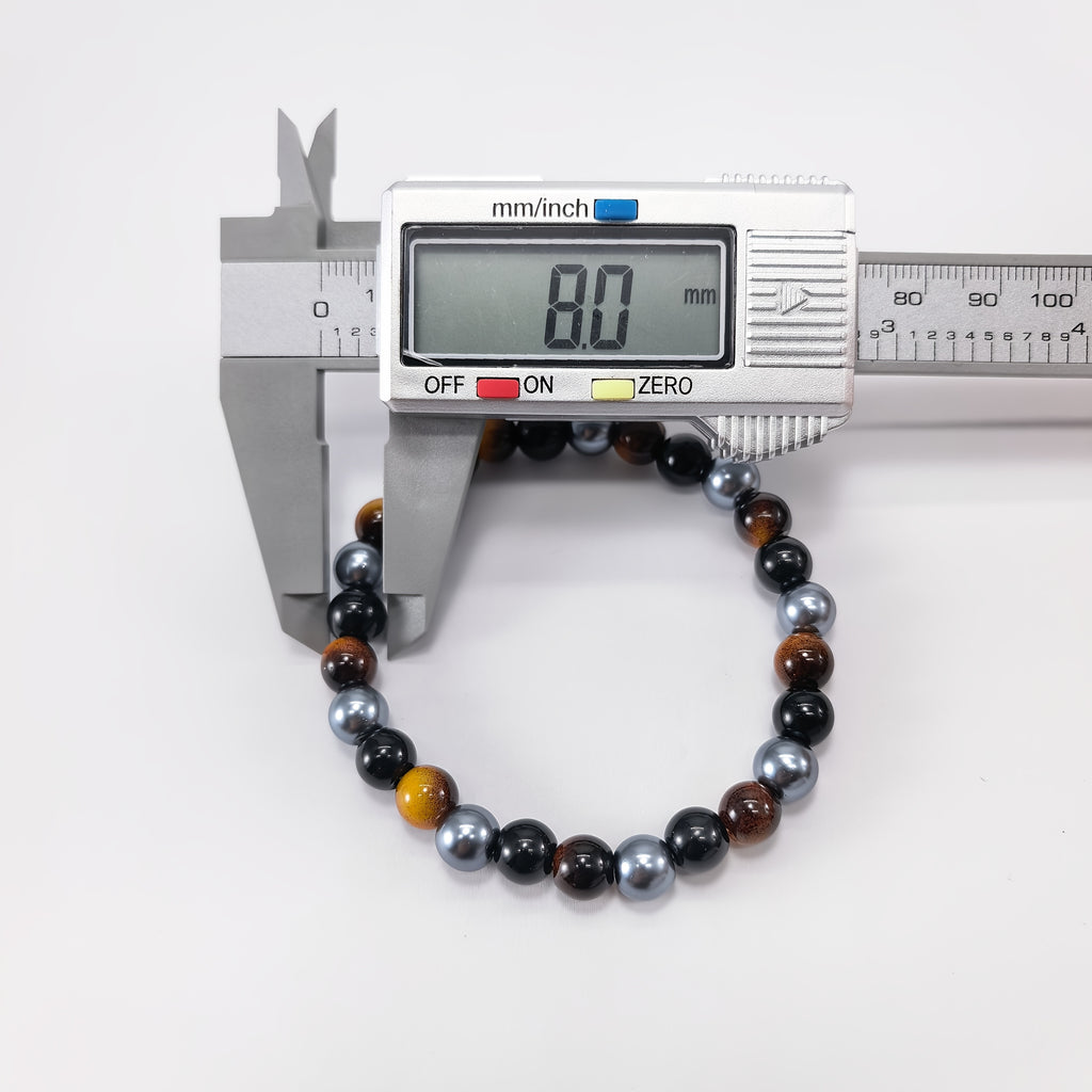 a bracelet made three types stones tigers eye obsidian black