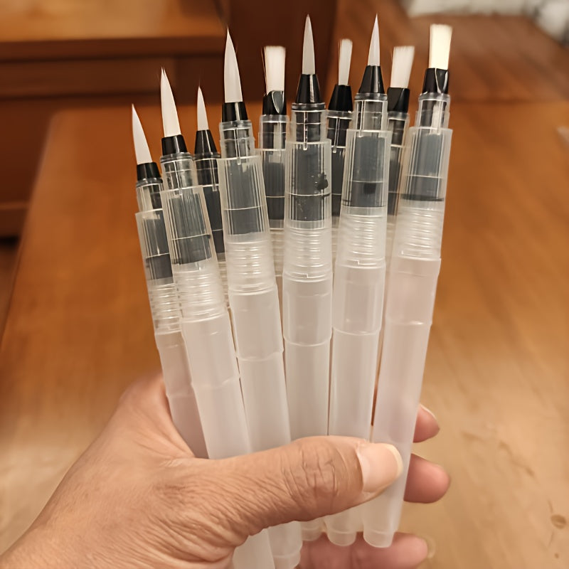 10 solid color watercolor pens filled brush heads pointed