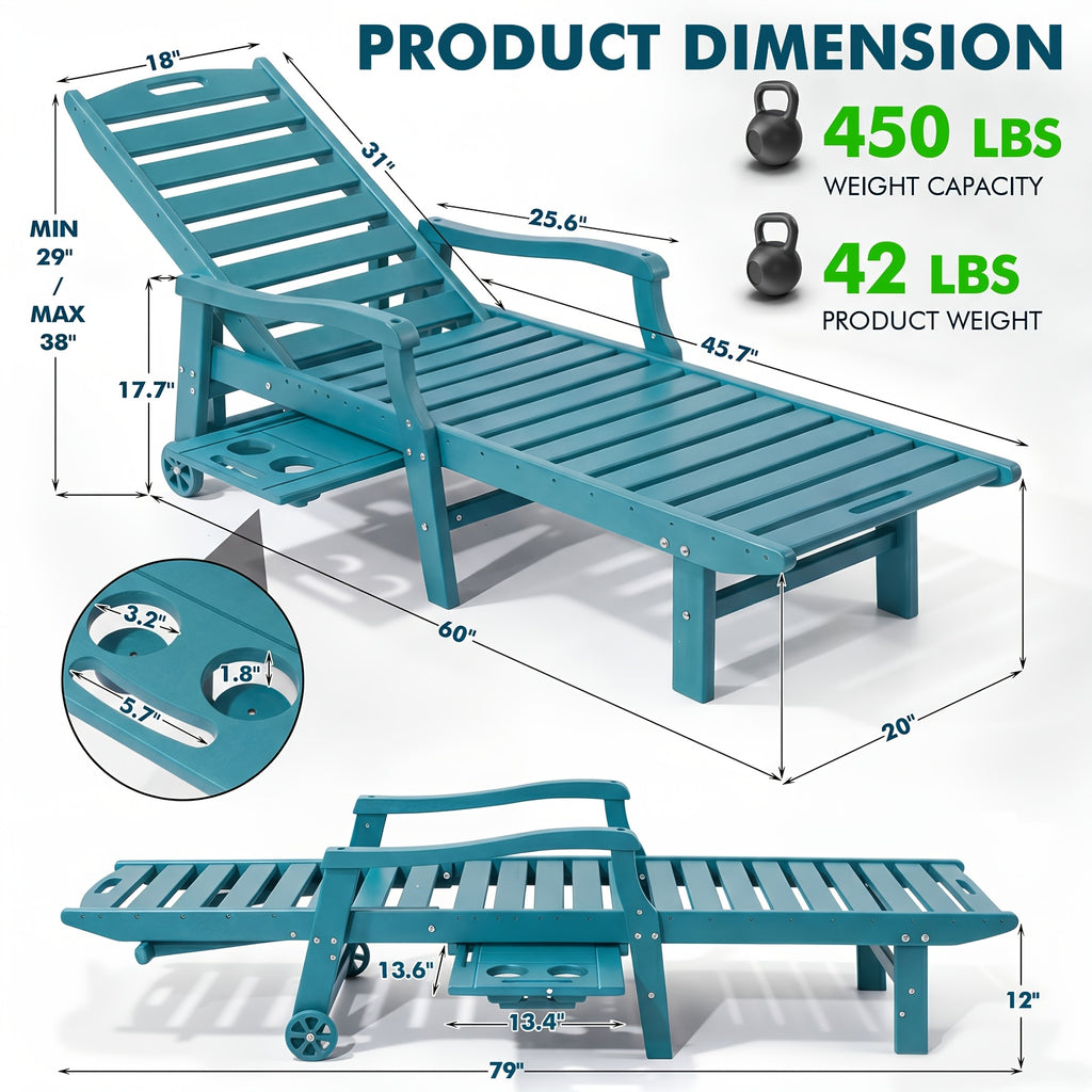 hdpe outdoor lounge chaise weather patio lounge chair 5