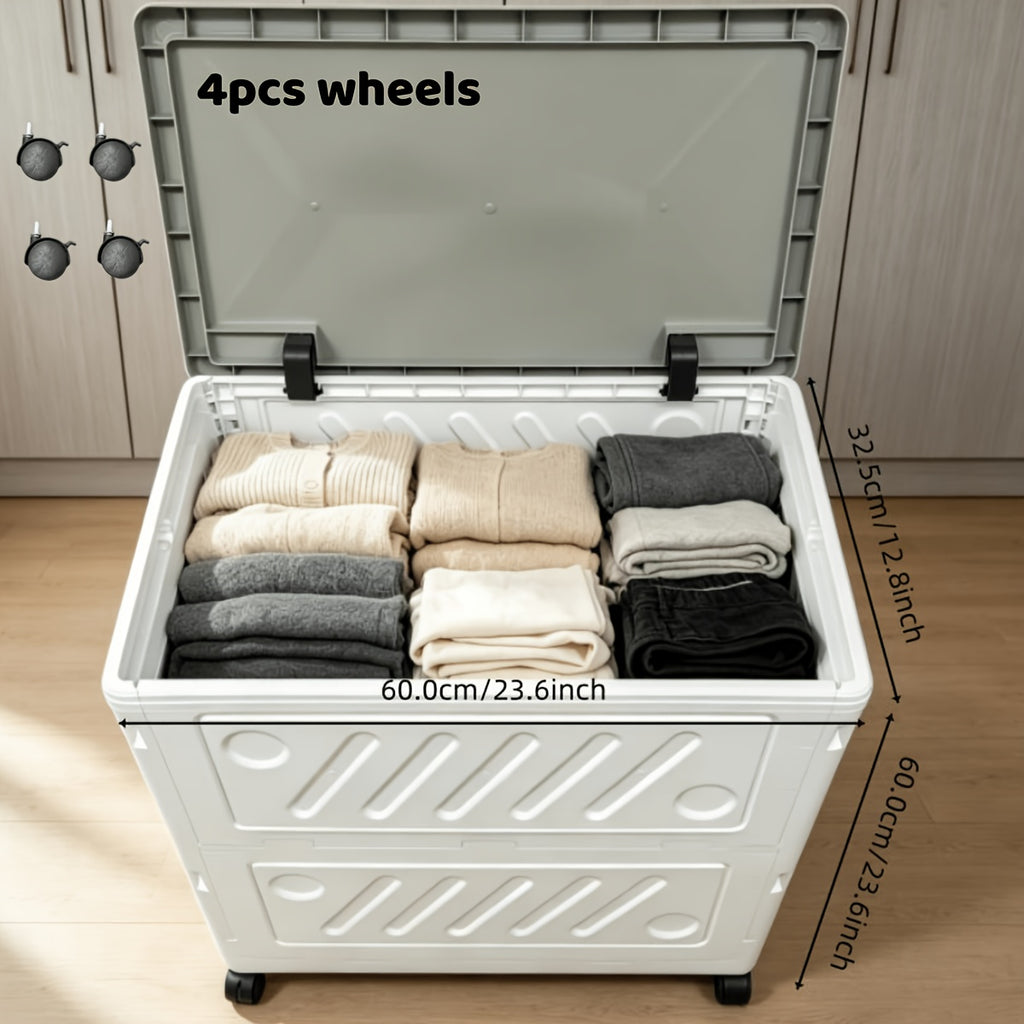 large capacity foldable wheeled storage box 4 wheels 23 6 19