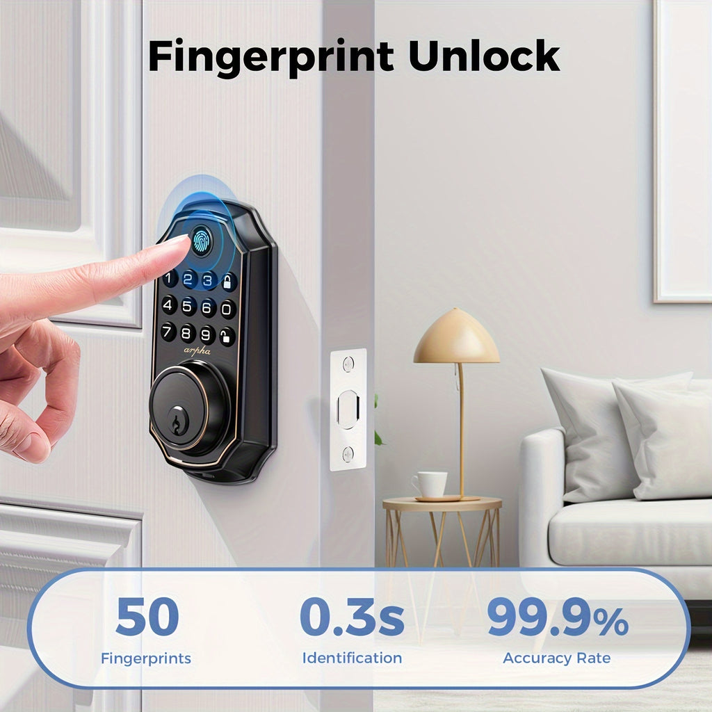 keyless smart door lock fingerprint handle   door