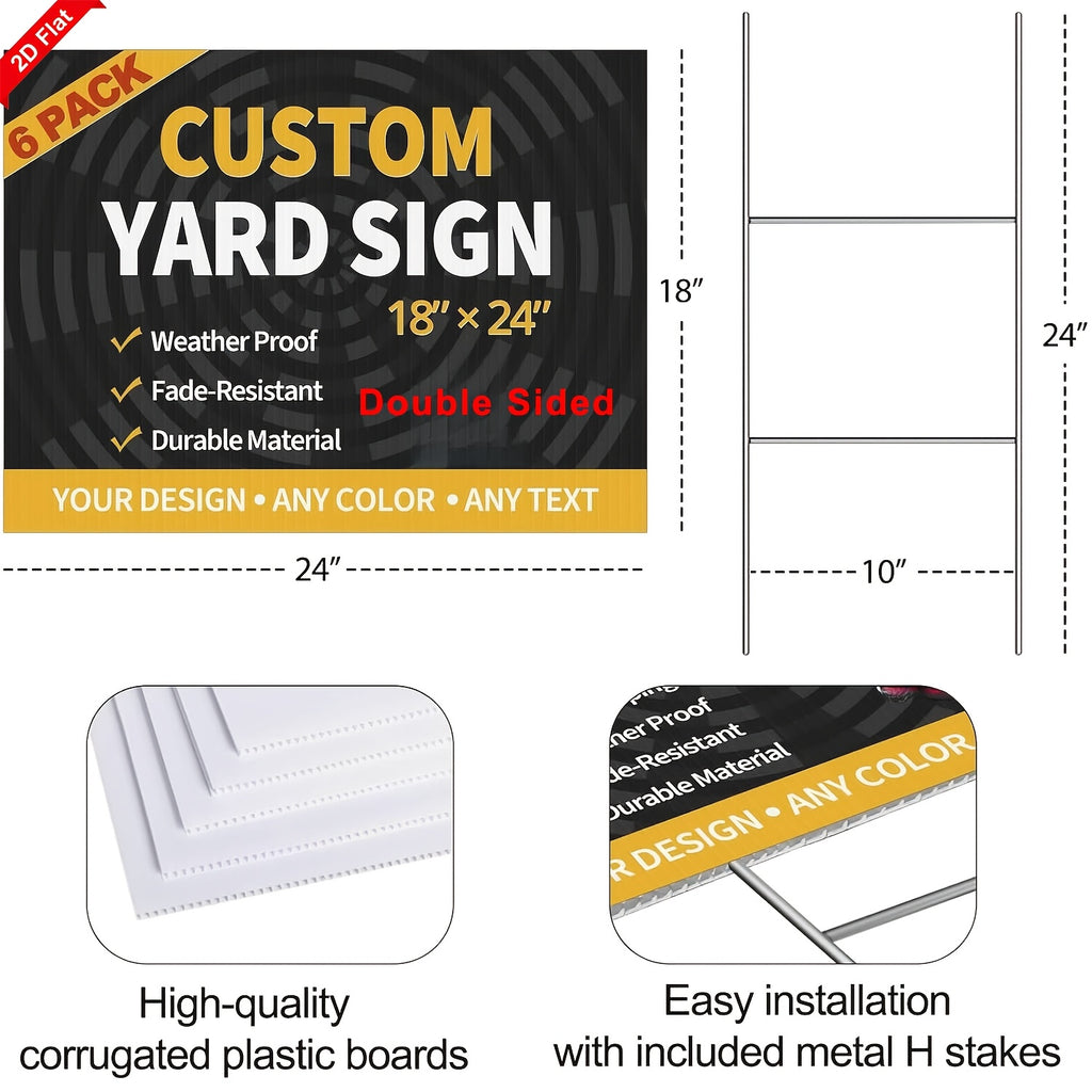 2d flat 2d flat custom yard sign 6 pack 18 x24 corrugated