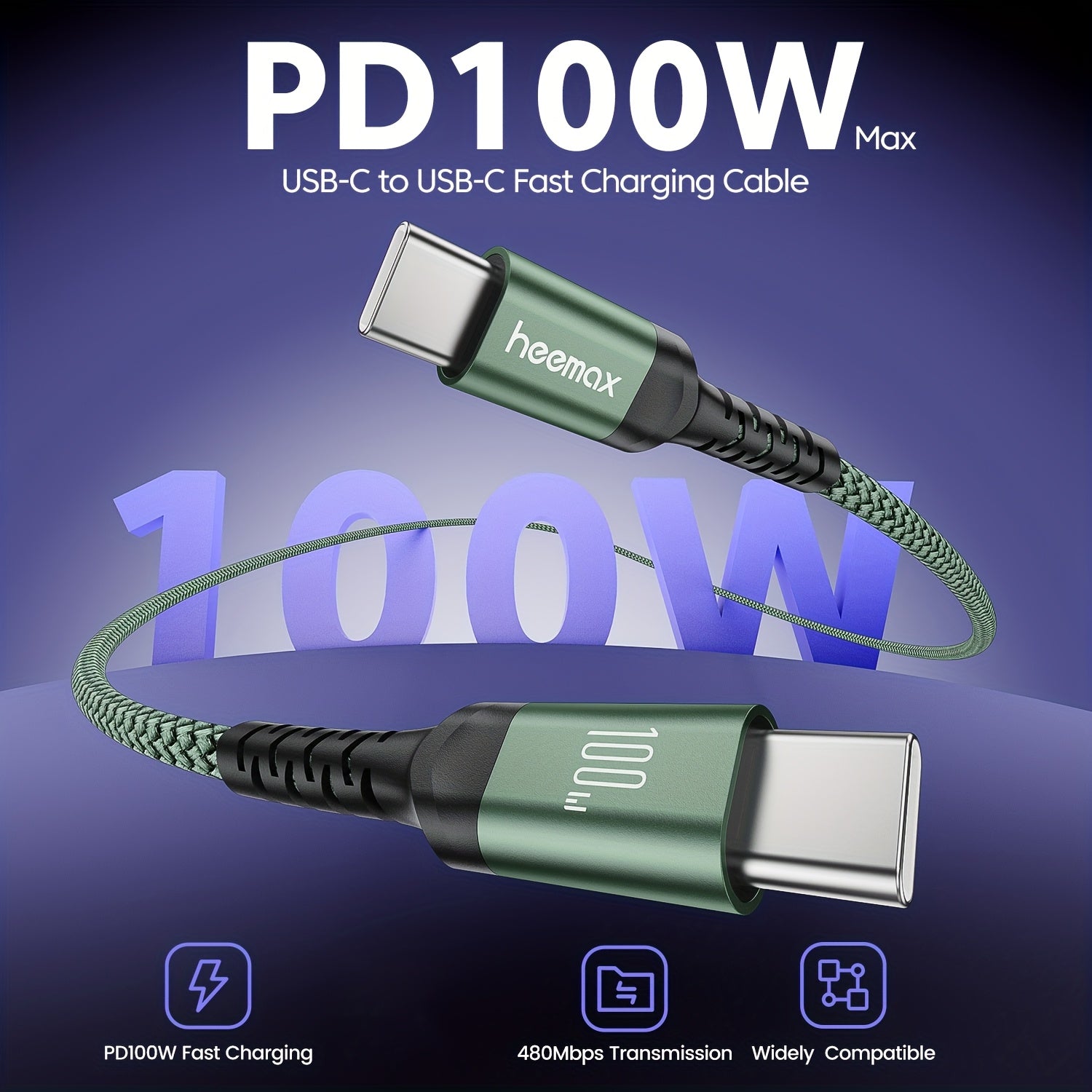100w   charging cable pd3 0 high speed type c