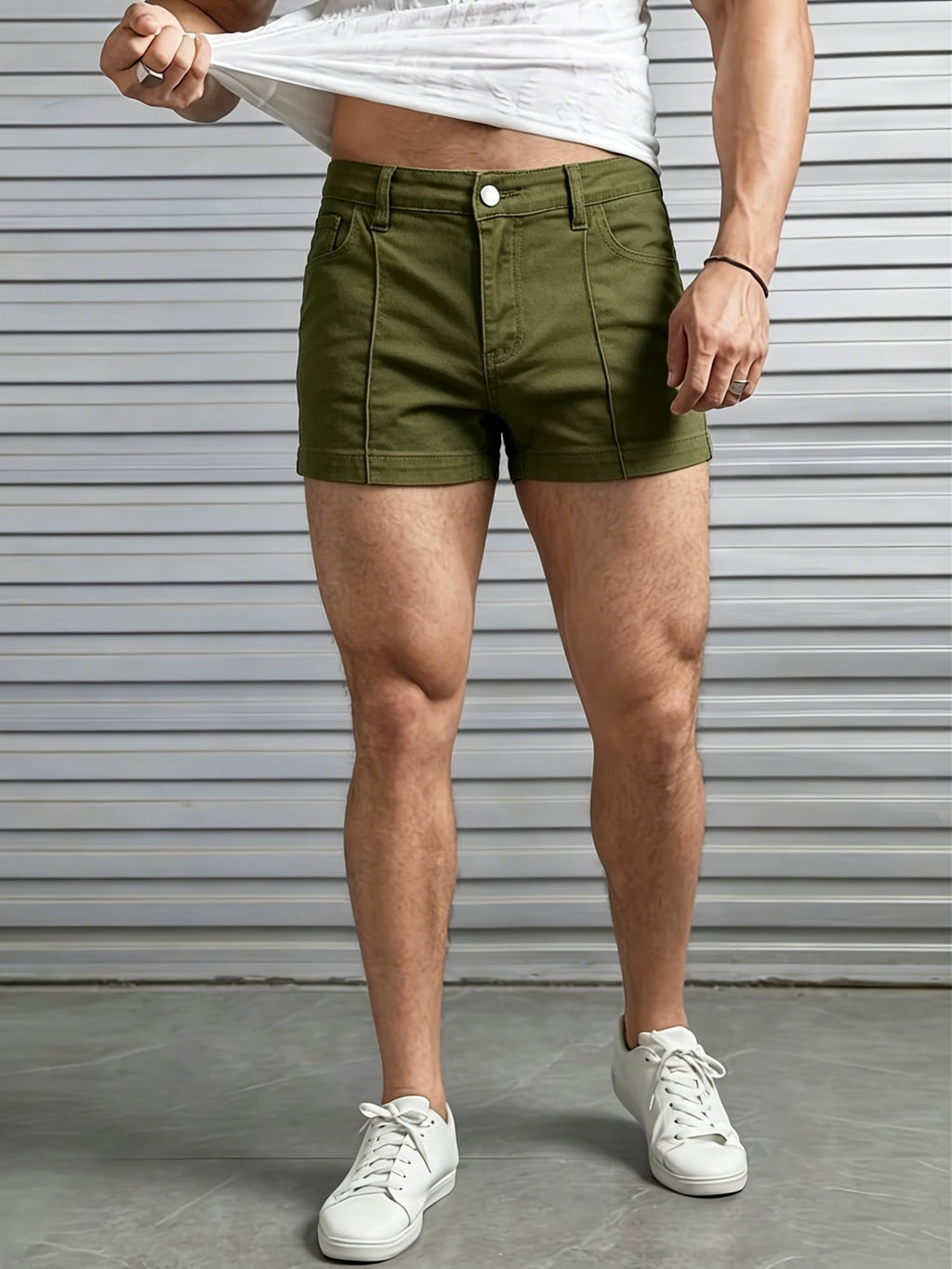 mens   elastic denim shorts men's clothing temu