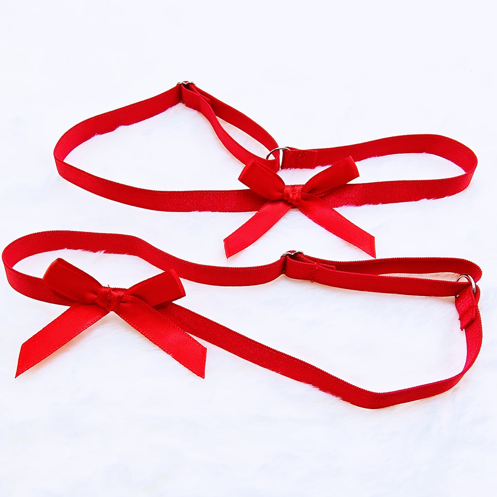 two adjustable red bow elastic   a versatile accessory