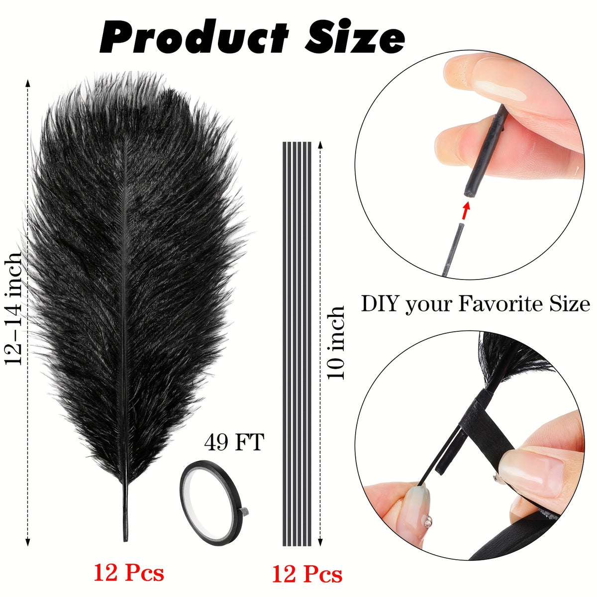 25pcs bulk ostrich feathers tape sticks suitable vase