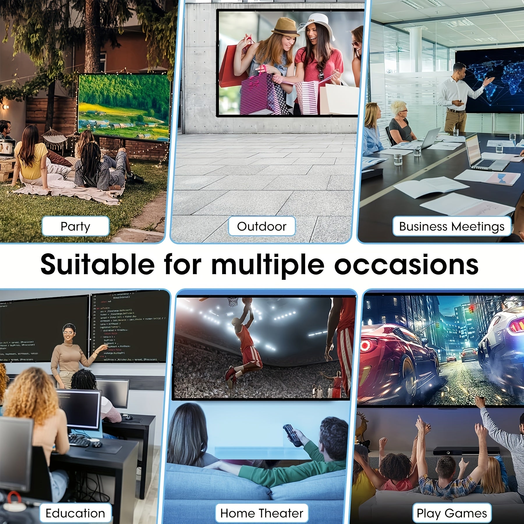 60 inch 4k portable projection screen foldable high