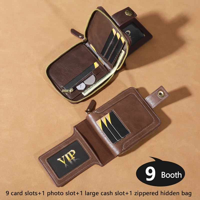 mens zipper wallet retro short length cross border hot item