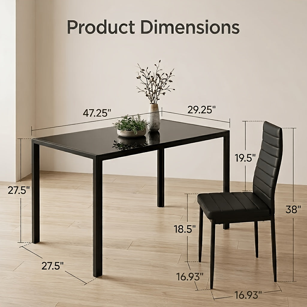 5pcs set dining table set modern rectangular glass dining