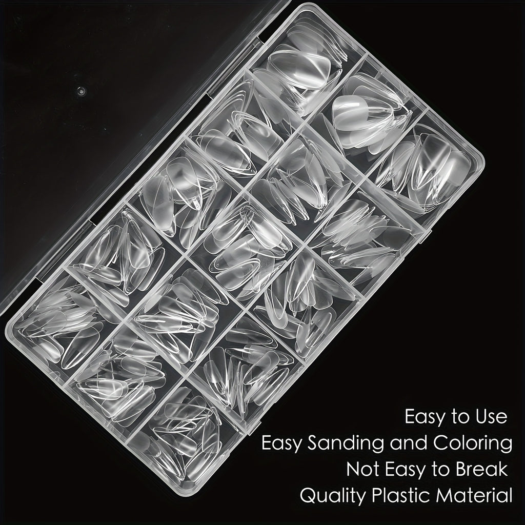 240pcs short almond nail tips clear nail tips pre shaped