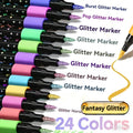24 color dual tip glitter pens   fine tip