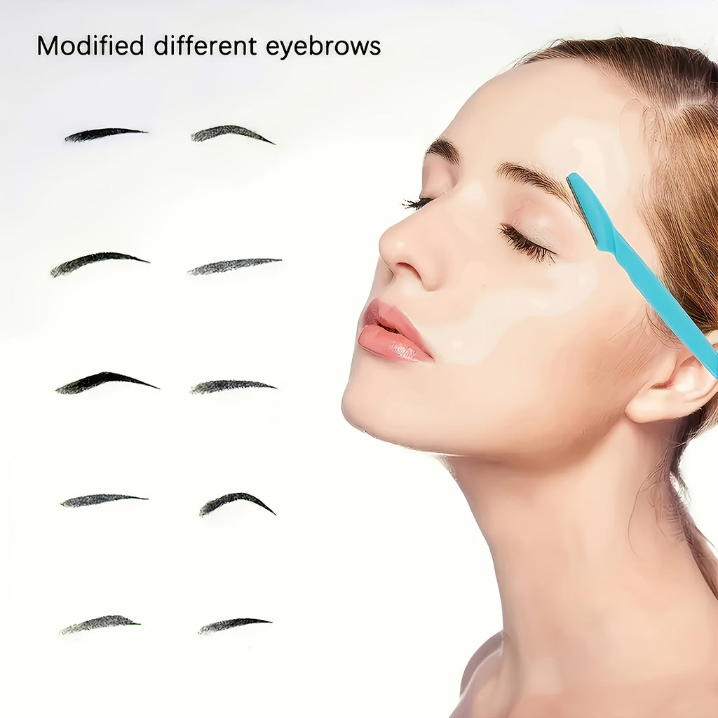 10pcs stainless steel eyebrow razors colors random multi