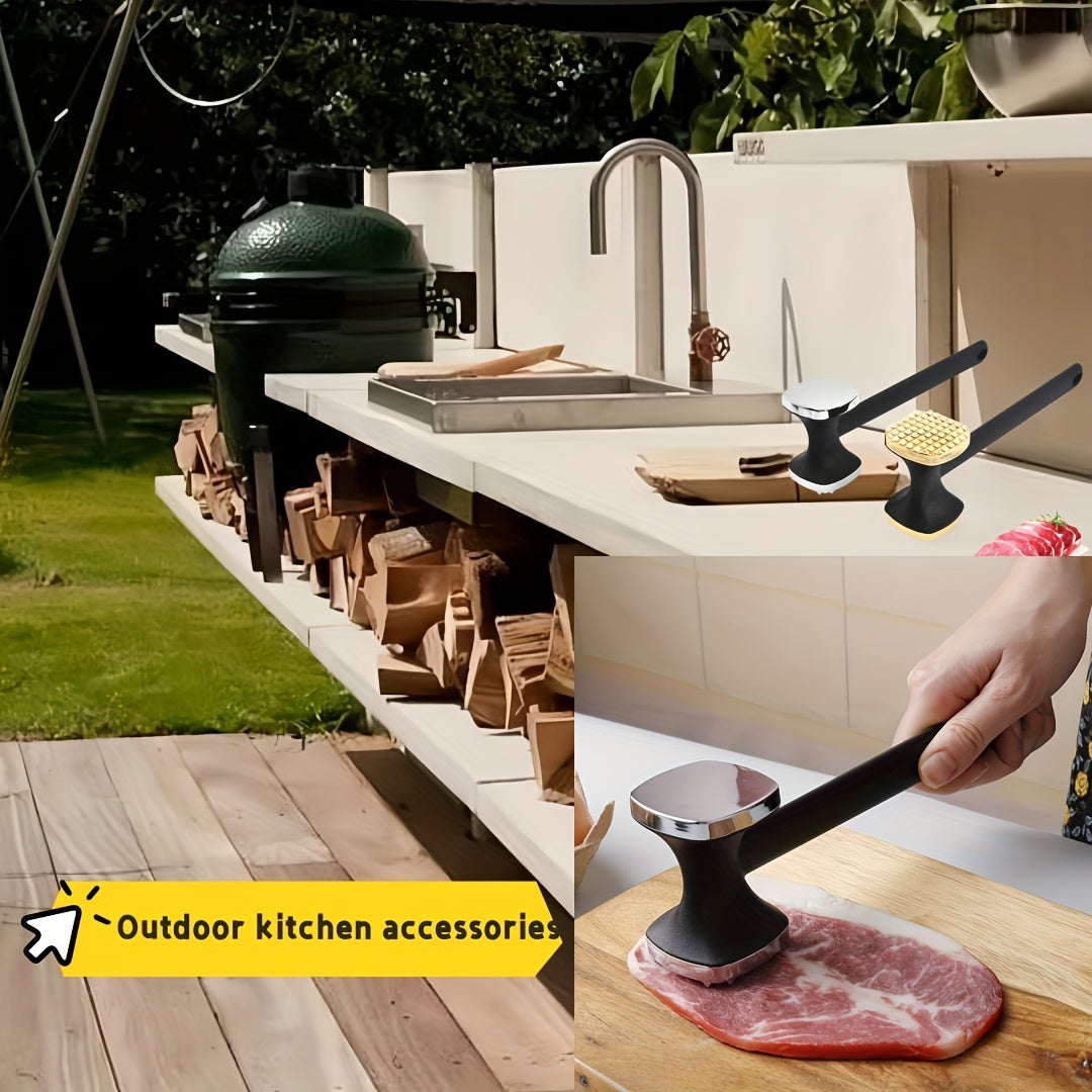 stainless steel meat hammer serrated edge ergonomic kitchen