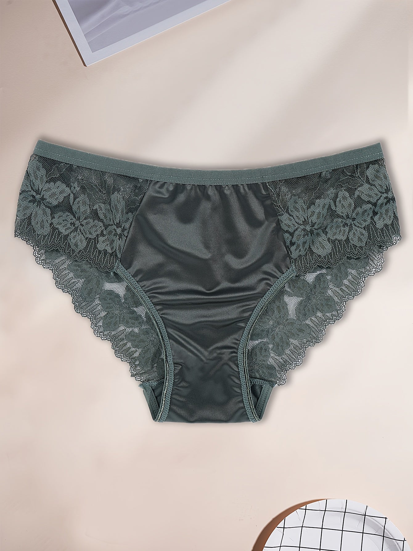 3pcs solid color   fabric floral contrast lace