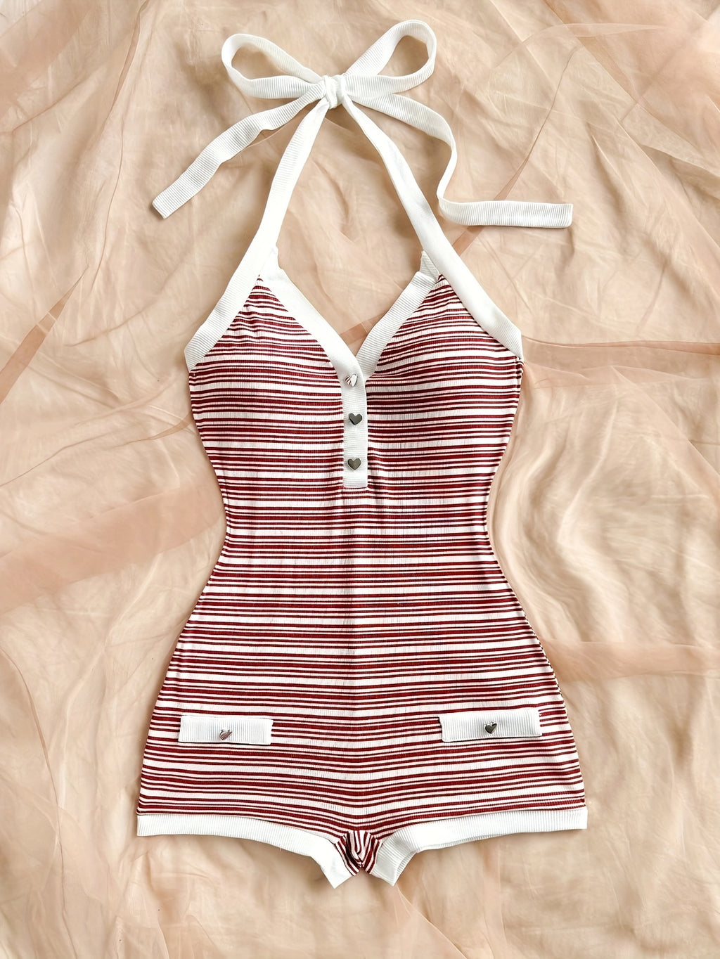 vintage red white striped contrast