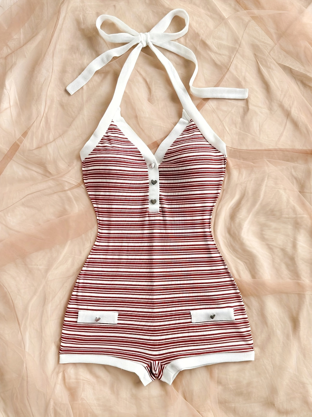 vintage red white striped contrast